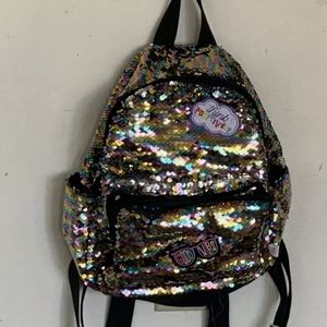 Good Vibes  Reversible Sequin 11 X10 Backpack 2 Compartment  Bag Rainbow